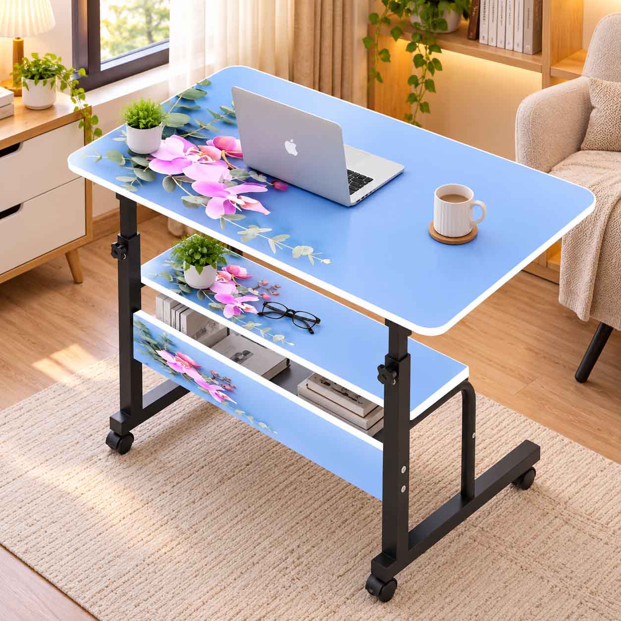 Double layer adjustable table With Sticker